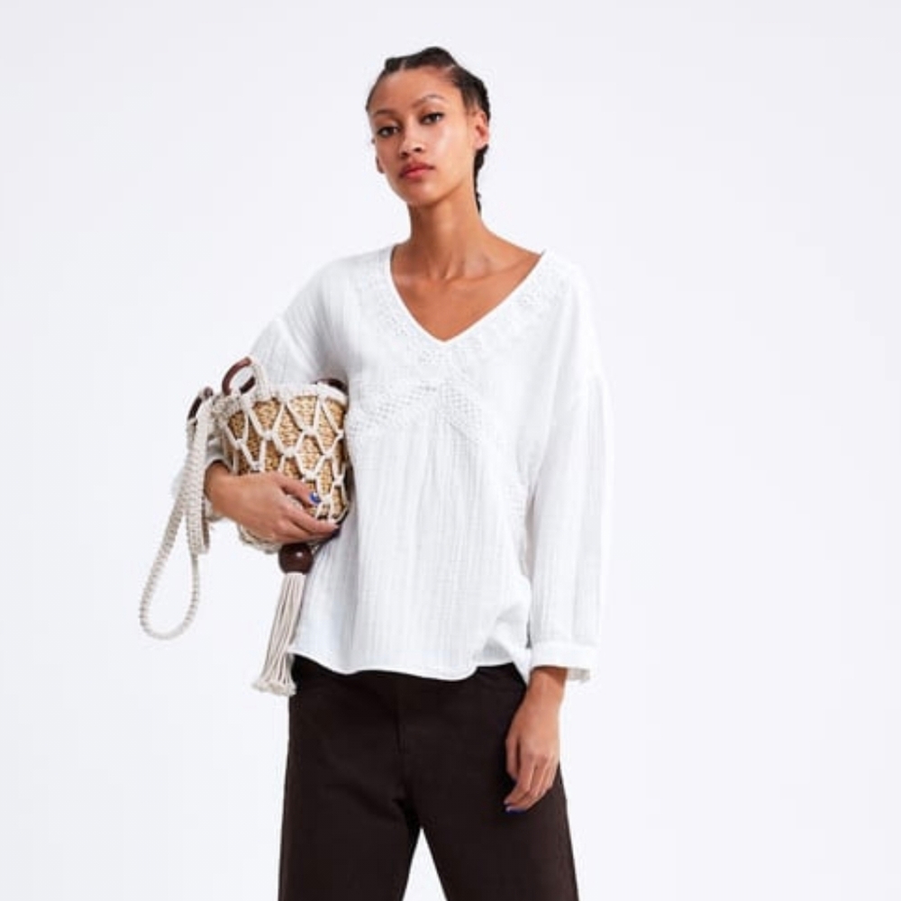 NWT ZARA 100% COTTON BLOUSE